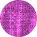 Round Machine Washable Abstract Pink Modern Rug, wshabs934pnk