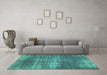 Machine Washable Abstract Turquoise Modern Area Rugs in a Living Room,, wshabs934turq