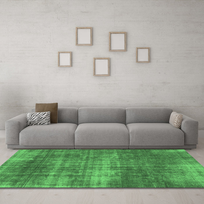 Machine Washable Abstract Emerald Green Modern Area Rugs in a Living Room,, wshabs934emgrn