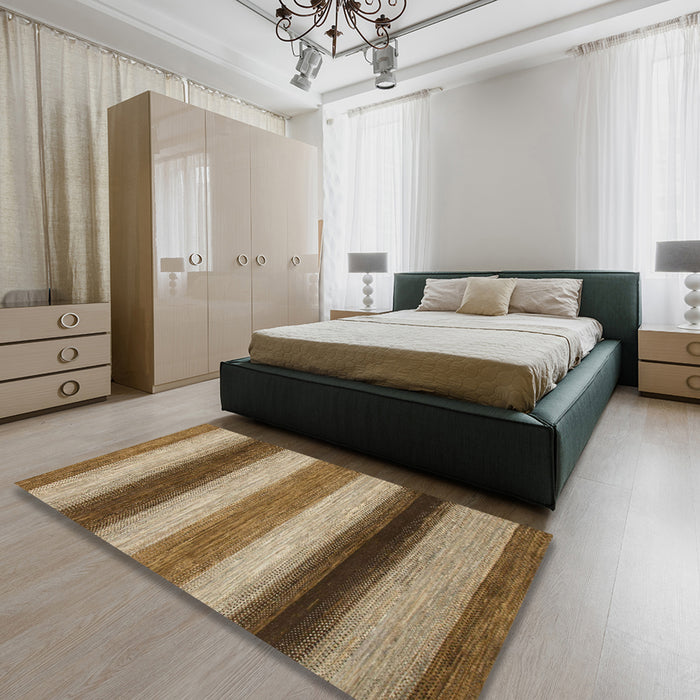 Machine Washable Abstract Saddle Brown Rug in a Bedroom, wshabs935