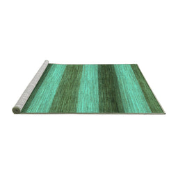 Sideview of Machine Washable Abstract Turquoise Modern Area Rugs, wshabs935turq