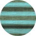 Round Machine Washable Abstract Light Blue Modern Rug, wshabs935lblu