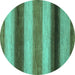 Round Machine Washable Abstract Turquoise Modern Area Rugs, wshabs935turq