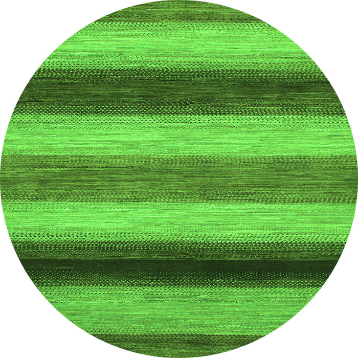Round Machine Washable Abstract Green Modern Area Rugs, wshabs935grn