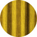 Round Machine Washable Abstract Yellow Modern Rug, wshabs935yw