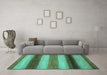 Machine Washable Abstract Turquoise Modern Area Rugs in a Living Room,, wshabs935turq