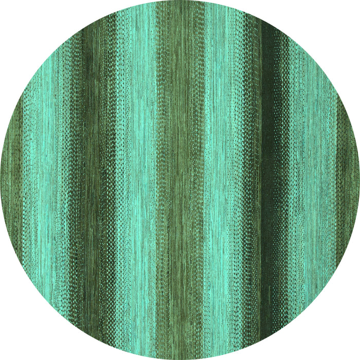 Round Abstract Turquoise Modern Rug, abs935turq