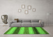 Machine Washable Abstract Green Modern Area Rugs in a Living Room,, wshabs935grn