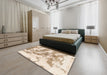 Machine Washable Abstract Light Copper Gold Rug in a Bedroom, wshabs936