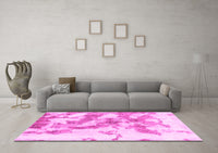 Machine Washable Abstract Pink Modern Rug, wshabs936pnk