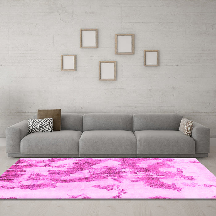 Machine Washable Abstract Pink Modern Rug in a Living Room, wshabs936pnk
