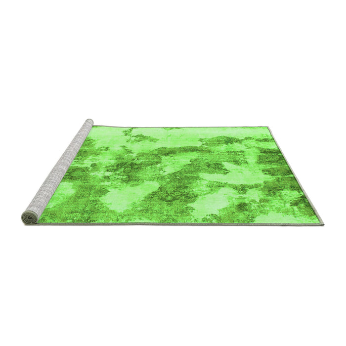 Sideview of Machine Washable Abstract Green Modern Area Rugs, wshabs936grn