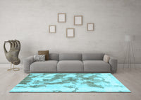 Machine Washable Abstract Light Blue Modern Rug, wshabs936lblu