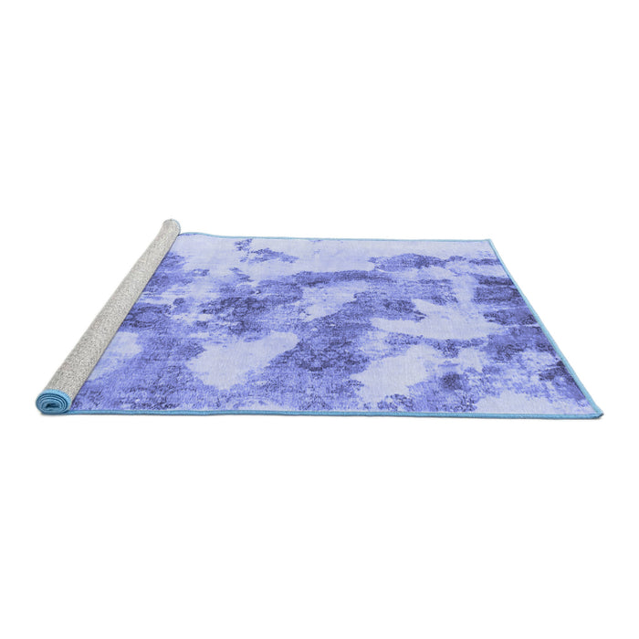 Sideview of Machine Washable Abstract Blue Modern Rug, wshabs936blu