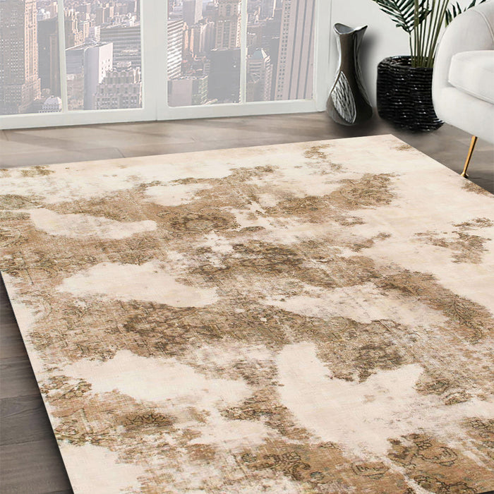 Machine Washable Abstract Light Copper Gold Rug in a Family Room, wshabs936