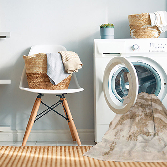 Machine Washable Abstract Light Copper Gold Rug in a Washing Machine, wshabs936