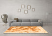 Machine Washable Abstract Orange Modern Area Rugs in a Living Room, wshabs936org