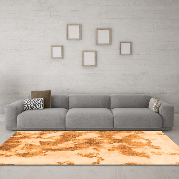 Machine Washable Abstract Orange Modern Area Rugs in a Living Room, wshabs936org