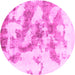 Round Abstract Pink Modern Rug, abs936pnk