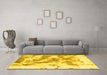 Machine Washable Abstract Yellow Modern Rug in a Living Room, wshabs936yw