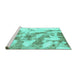 Sideview of Machine Washable Abstract Turquoise Modern Area Rugs, wshabs936turq