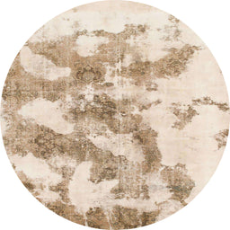 Round Machine Washable Abstract Light Copper Gold Rug, wshabs936