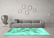 Machine Washable Abstract Turquoise Modern Area Rugs in a Living Room,, wshabs936turq