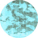 Round Abstract Light Blue Modern Rug, abs936lblu