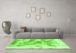 Machine Washable Abstract Green Modern Area Rugs in a Living Room,, wshabs936grn