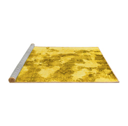 Sideview of Machine Washable Abstract Yellow Modern Rug, wshabs936yw