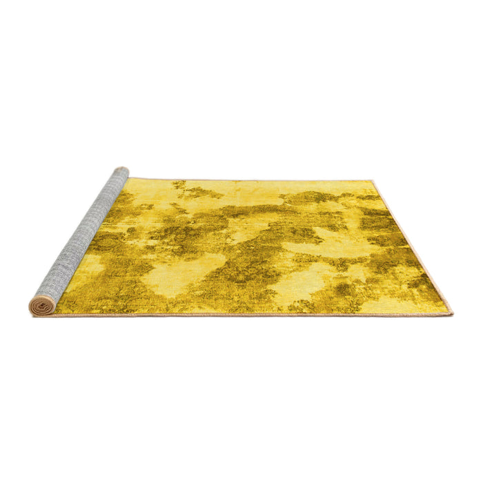 Sideview of Machine Washable Abstract Yellow Modern Rug, wshabs936yw