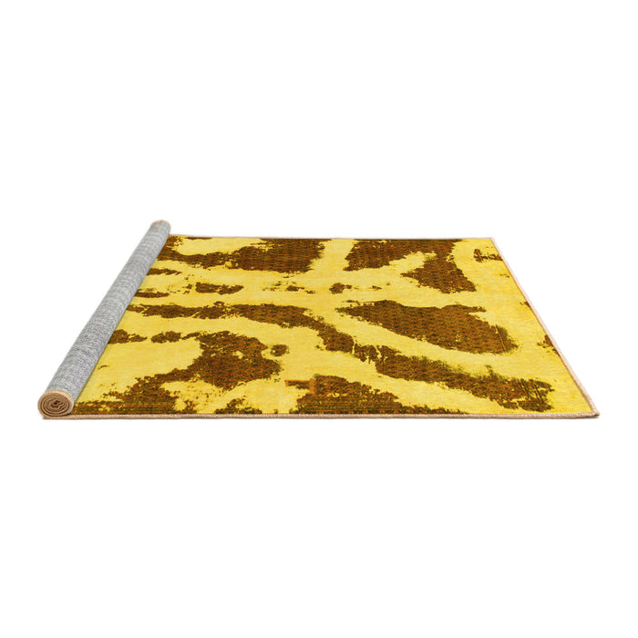 Sideview of Machine Washable Abstract Yellow Modern Rug, wshabs937yw