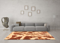 Machine Washable Abstract Orange Modern Rug, wshabs937org