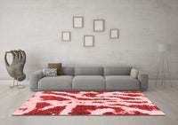 Machine Washable Abstract Red Modern Rug, wshabs937red