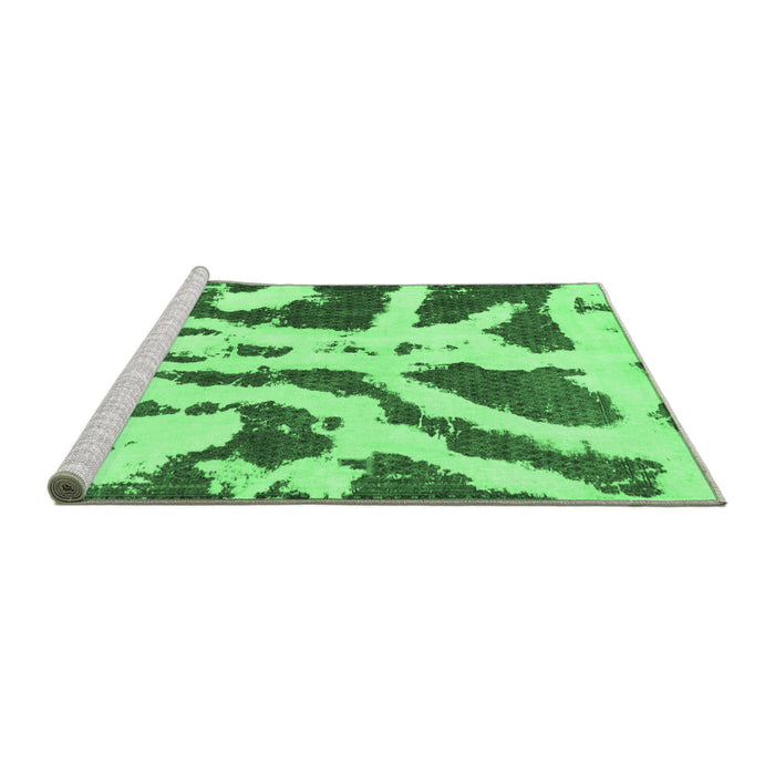 Sideview of Machine Washable Abstract Emerald Green Modern Area Rugs, wshabs937emgrn