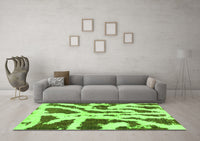 Machine Washable Abstract Green Modern Rug, wshabs937grn