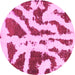 Round Abstract Pink Modern Rug, abs937pnk