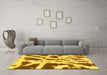 Machine Washable Abstract Yellow Modern Rug in a Living Room, wshabs937yw