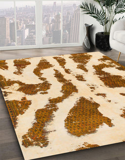Machine Washable Abstract Sun Yellow Rug in a Family Room, wshabs937