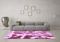 Machine Washable Abstract Purple Modern Rug, wshabs937pur