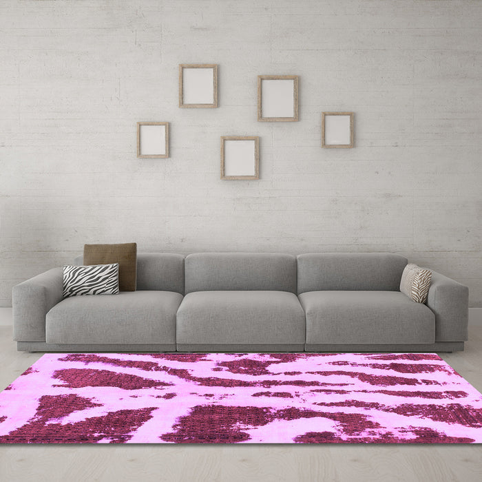 Machine Washable Abstract Purple Modern Area Rugs in a Living Room, wshabs937pur