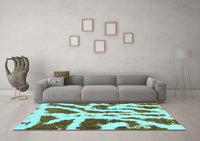 Machine Washable Abstract Light Blue Modern Rug, wshabs937lblu