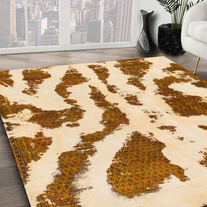 Abstract Sun Yellow Modern Rug in Family Room, abs937
