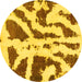 Round Abstract Yellow Modern Rug, abs937yw