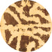 Round Abstract Brown Modern Rug, abs937brn