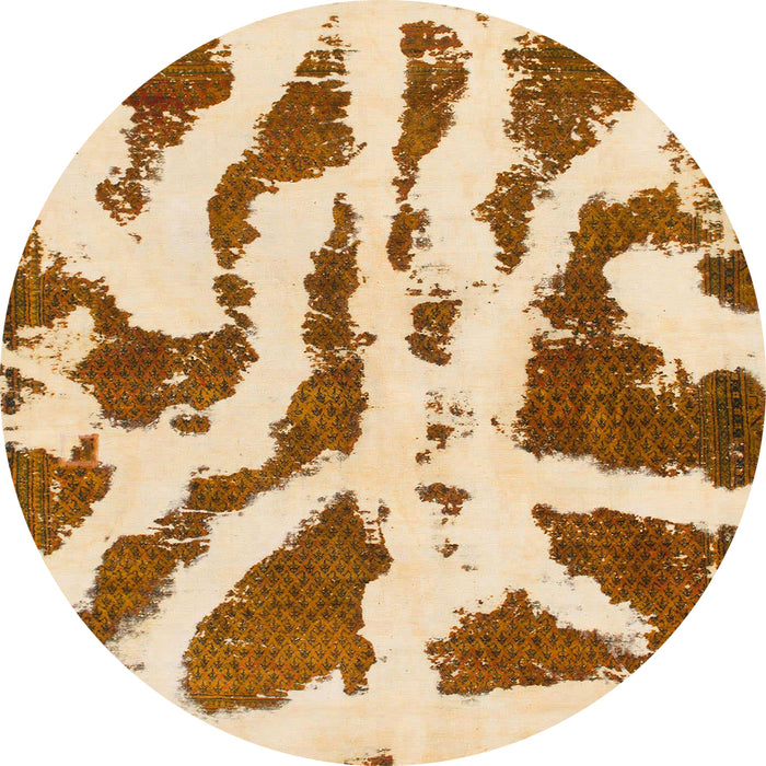 Round Machine Washable Abstract Sun Yellow Rug, wshabs937