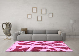Machine Washable Abstract Pink Modern Rug in a Living Room, wshabs937pnk