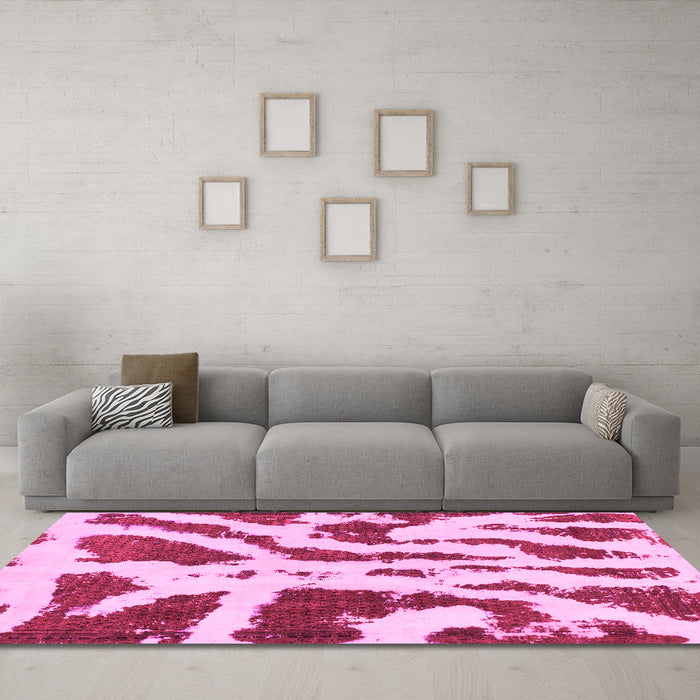 Machine Washable Abstract Pink Modern Rug in a Living Room, wshabs937pnk
