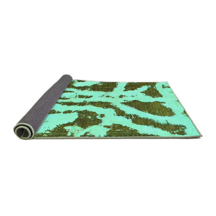 Sideview of Abstract Turquoise Modern Rug, abs937turq