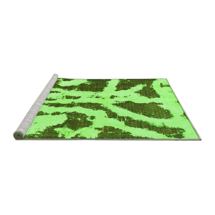 Sideview of Machine Washable Abstract Green Modern Area Rugs, wshabs937grn